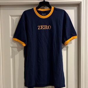 ZERO skateboard Men's Navy and Orange Short Sleeve Tee